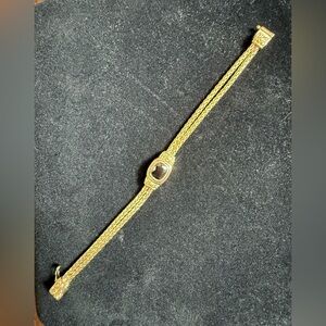 John Medeiros Black Onyx Double Strand Bracelet Gold Tone